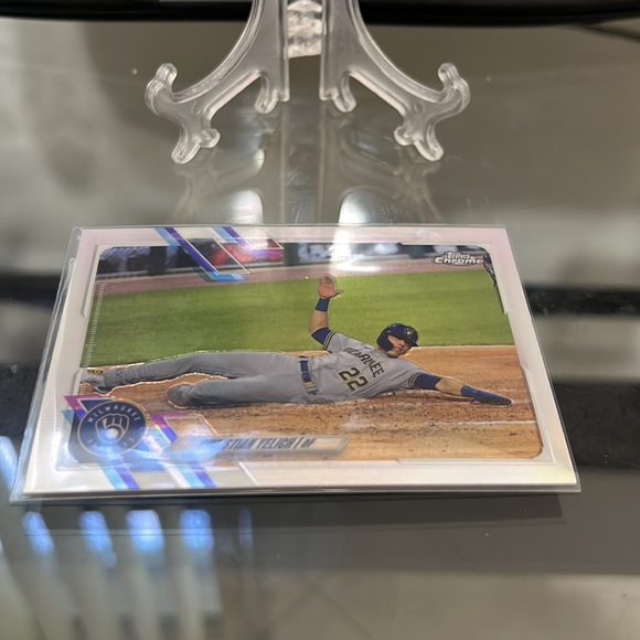 2021 Topps Chrome Christian Yelich #18 SP Image Variation Refractor Brewers - Picture 3 of 3
